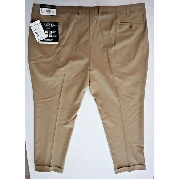 Lauren Ralph Lauren Men's Sz 48x30 Tan UltraFlex Wool Blend Dress Pants - Picture 2 of 9